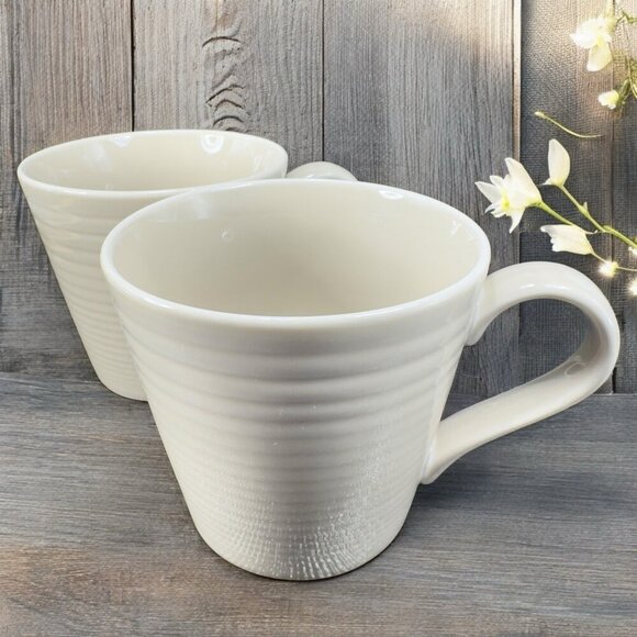 Royal Doulton Gordon Ramsay Maze Coffee Cup Mug Beige Brown Set 2 Mugs Cups VTG - Picture 1 of 13